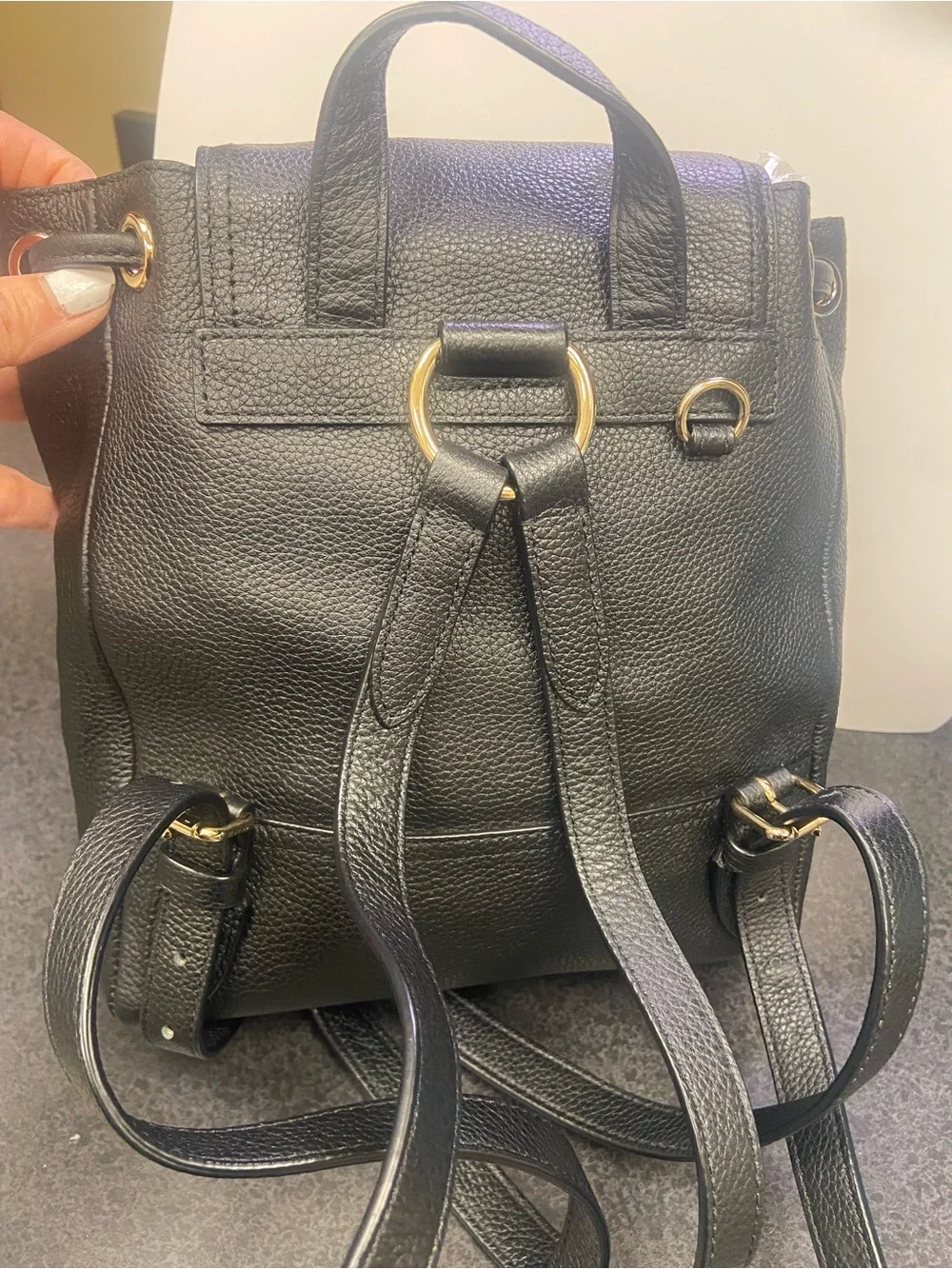 Coach Black Pebbled Leather Mini Backpack with Gold Hardware Accents